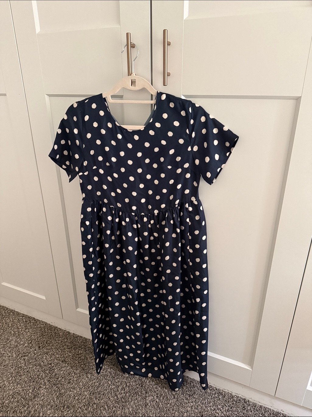 Navy Polka Dot Midi Dress Mulberry Silk — image 3 of 4